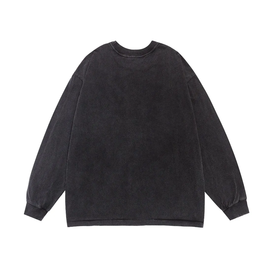 Saint Michael SAINT rainbow printed monogram washed and distressed loose long-sleeved VTG loose bottoming long-sleeved T-shirt Fabric: 260g Style number: SM11 Size: S-M-L-XL Color: Black Price: P156